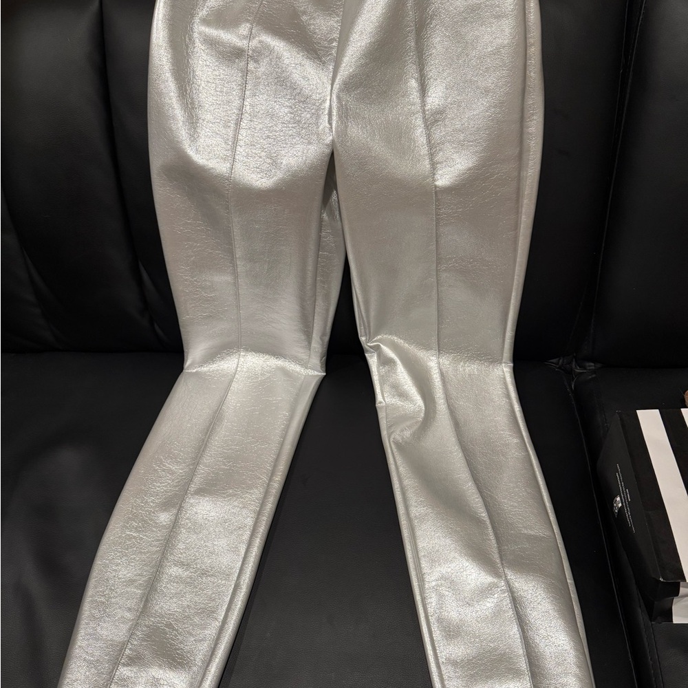 Cynthia Rowley Silver Metallic vegan  leather pants